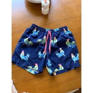 Chubbies Navy Blue Rooster Print Swim Trunks Shorts Elastic Waist Menswear‎